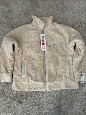 32 Degrees Cream Sherpa Puffer Jacket with Zip